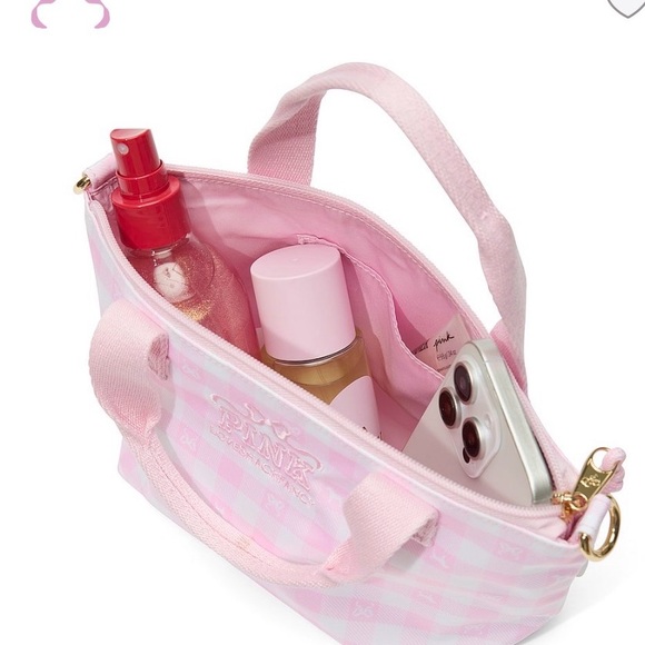 Victoria's Secret Handbags - Victoria's Secret Pink Gingham Mini Tote Bag